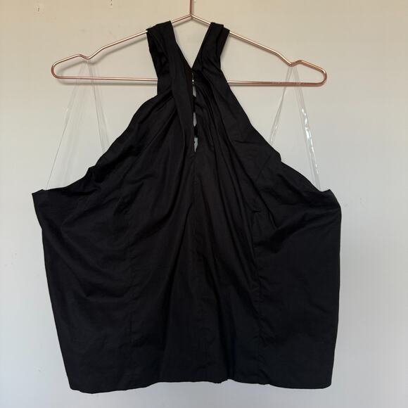 Nine West Womens Cross Front Halter Top XXL Black Grunge Whimsigoth Capsule - Picture 2 of 5